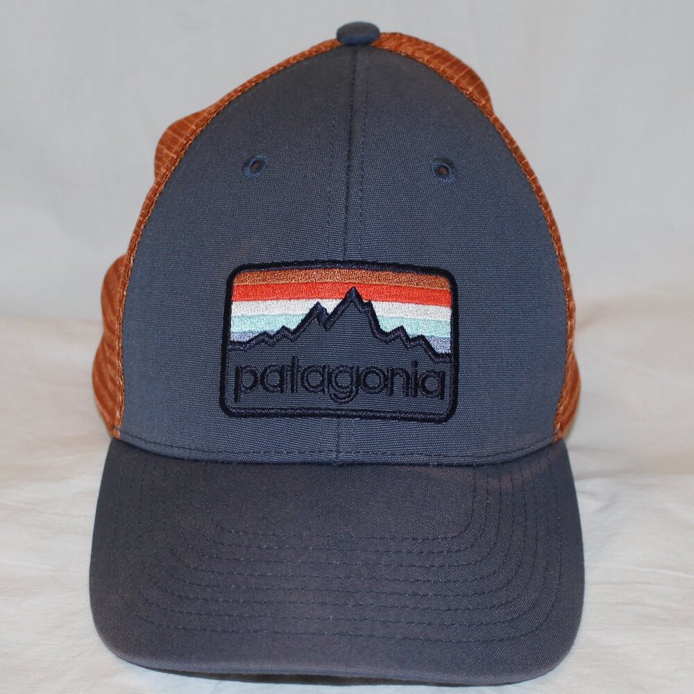Patagonia Blue Grey/Orange Mountain Ridge Line LoPro Mesh Snap Back Trucker Hat
